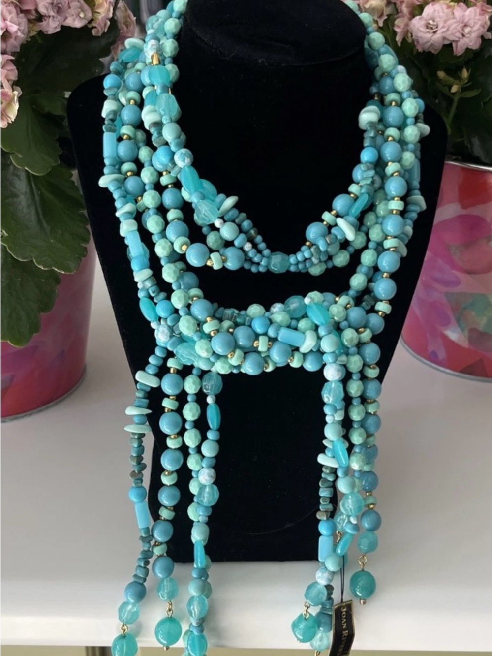 Joan Rivers Layered Turquoise Bead Necklace Lariat Versatile